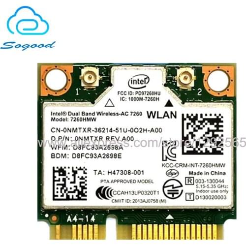 Intel Dual Band Wireless-AC 7260 7260HMW 7260AC 2.4G&5GHz 876Mbps 802.11ac bluetooth 4.0 Mini PCI-E Wireless network card