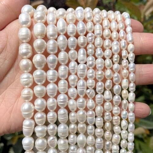 Natural Freshwater Pearl Beads High Quality Rice Shape Punch Loose Beads for Jewelry Making DIY Necklace Bracelet
