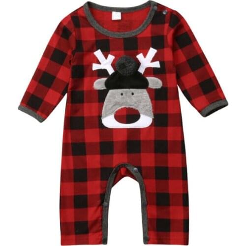 Christmas Baby Clothing Spring Autumn Outfits Newborn Infant Baby Girls Boys Xmas Romper Plaids Jumpsuit Long Sleeve Playsuit