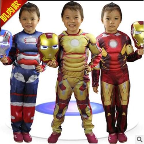 New 3 Colors Iron Man Cosplay Halloween Costumes for Children Fantasia Disfraces Christmas Masquerade Purim dress