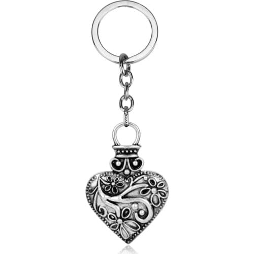The Vampire Diary Key Chain Vintage Heart Alloy Keychain Accessories Pendant Key Ring Charms Keychains for Ladies