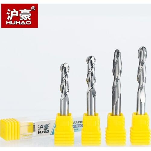 HUHAO 1pc 6mm 2 Flute Spiral Ball Nose End Mill CNC Router Bits For Wood Tungsten Carbide Milling Router Tool Fresa CNC Tools