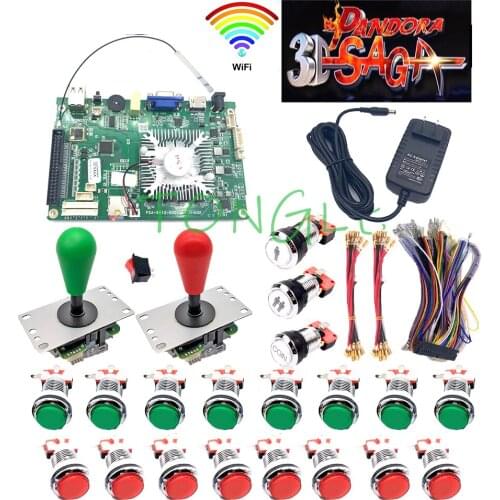 2 PlayerPandora 3D SAGA 4188 in 1DIY Kit Wifi Game Board + 5pin Joystick Chrome LED Button For Arcade Machine
