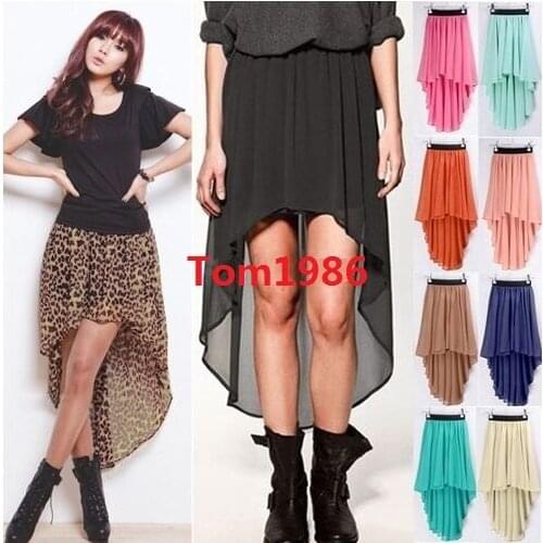 Hot selling Womens Clothing Lady Fashion Simple chiffon swallowtail skirts Ms personality irregular Length Skirt 10 Colors