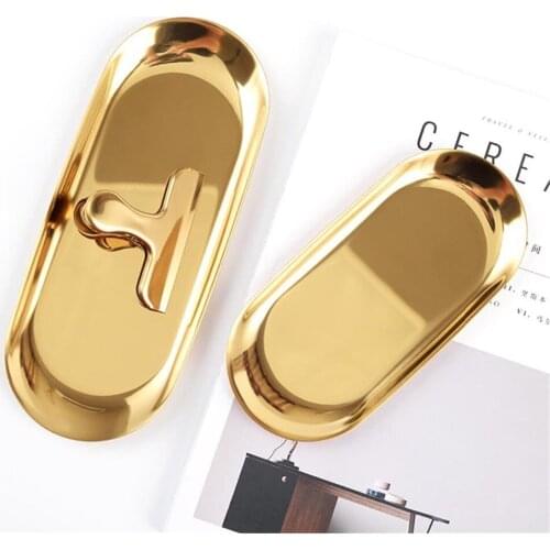 Stainless steel metal fruit display plate gold silver colorful decoration dry storage tray for table bathroom kitchen