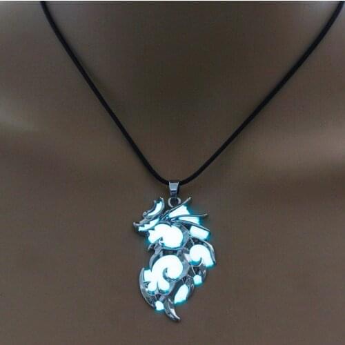 SteamPunk Style Jewelry with Flying Dragon Shaped Glow in the Dark Locket Pendant Choker Pendant Necklace for Men Gift