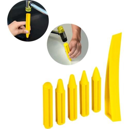 6Pcs DIY PDR Tools Paintless Dent Repair Tool Kits Yellow Pen Dent Repair Tool Kits Knockdown Kits Paint Dent Repair Tool