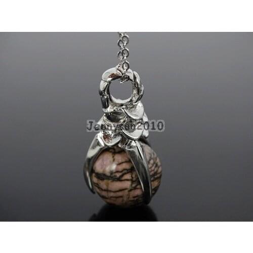 Natural Black Line Rhodochrosite Gems Stone Round Ball Eagle Claw Falcon Talons Pendant Charm Beads Jewelry Design 10Pcs/Pack