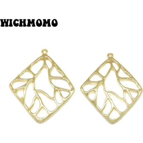2019 New 58*46mm 2pieces/bag High Quality Zinc Alloy Gold Hollow Out Charms Pendant for Earring Necklace Jewelry Accessories