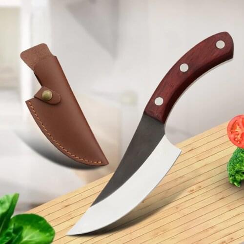 5.5 Inch Serbian Boning Camping Knife Handmade Forged Full Tang Sliced Chef Kitchen Butcher Knife Gift Leather Sheath