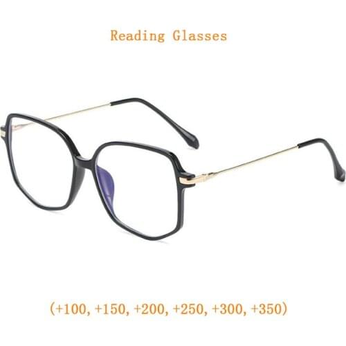 New Fashion Large Frame Reading Glasses Magnifier for Women Men Look Near Book Newspaper Reader Spectacles Presbyopic Eyeglasses