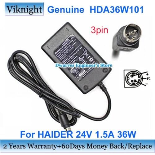 Genuine HDA36W101 AC Adapter Power Supply 24V 1.5A 36W For HAIDER Laptop Charger 3PIN