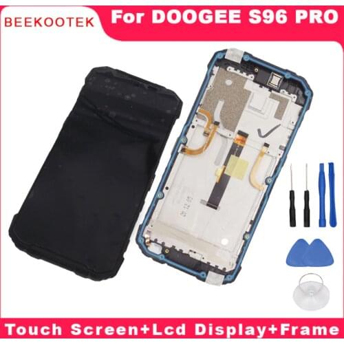 Original DOOGEE S96 Pro LCD Display+Touch Screen Digitizer+Frame Fingerprint Assembly Replacement Parts For DOOGEE S96Pro Phone