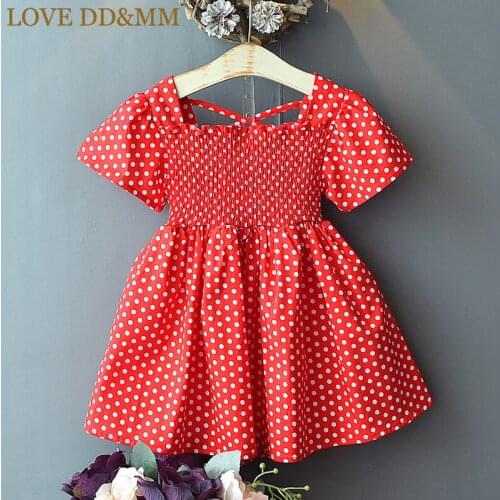 LOVE DD&MM Girls Dresses 2021 Summer New Childrens Wear Girls Fashion Polka Dot Waist Backless Cross Red Princess Sweet Dress