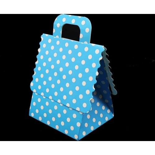 6pcs/lot blue and white dots gift boxes dots theme birthday party decorations baby shower party supplies polka dots candy boxes