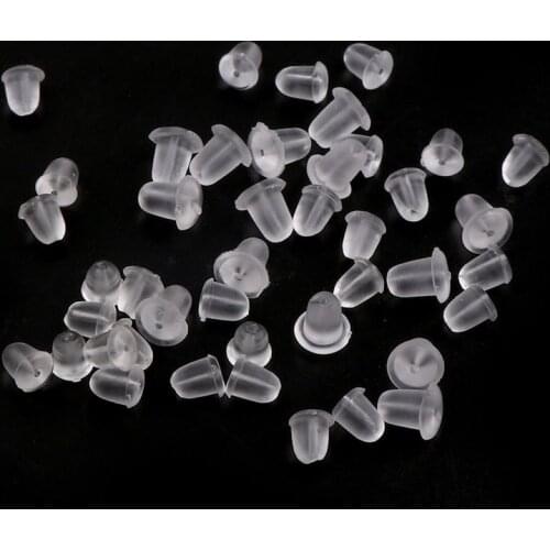 4mm 5mm Clear Earrings Jewelry Accessories Silicone Barrel Bullet Plastic Rubber Ear Plugging DIY Earring back Earstud Findings