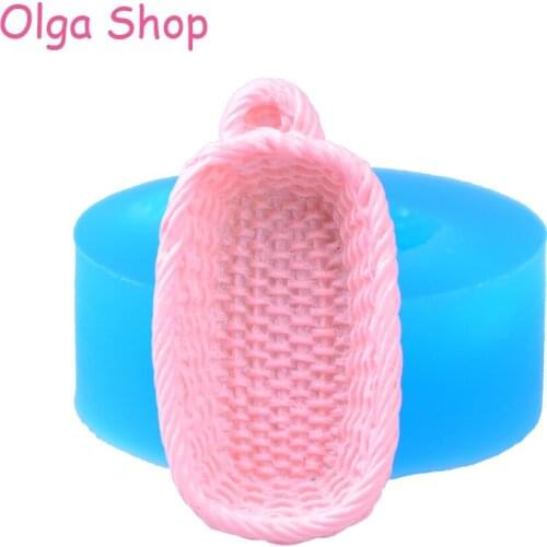 PYL193 29.3mm Basket Basketweave Silicone Mold Sugarcraft Cake Decorating Chocolate Candy Resin Jewelry Pendant Soap Candle