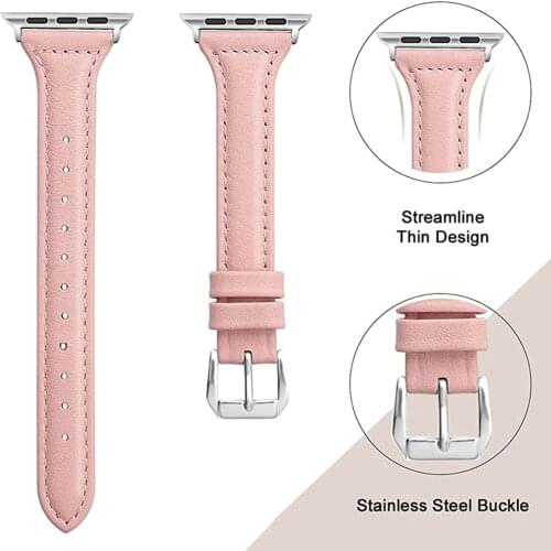 Genuine Leather strap for apple watch series 6 se 5 4 3 bracelet Slim watchband iwatch band 38mm 42mm apple watch band 44mm 40mm