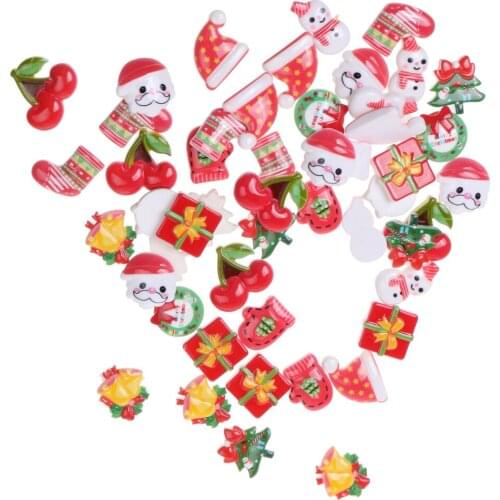 Christmas Cabochons Resin Flatbacks Scrapbooking Hair Bow Craft Making 50pcs