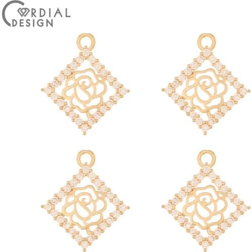Cordial Design 50Pcs 17*19MM Jewelry Accessories/Hand Made/Pendant/DIY Jewelry Making/Geometry Shape/CZ Charms/Earring Findings