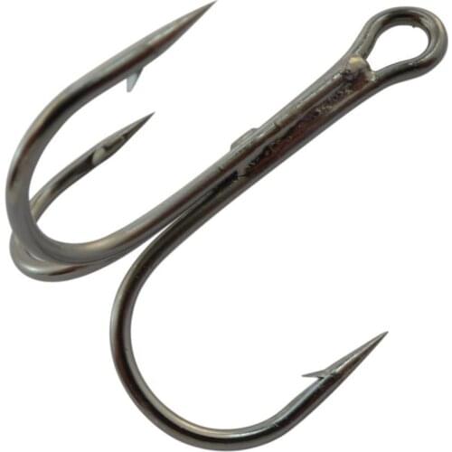 Shelts 100 Pcs Black Nickle/High Carbon Round Bend Fishing Treble Hooks