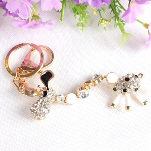 Lovely Super Long Neck Giraffa Crystal Rhinestone Charm Pendant Purse Bag Key Chain Cute Accessories Gift