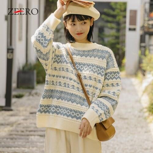Autumn Winter Women Knitted Striped Turtleneck Long Sleeve Sweater Top Female Vintage Casual Loose Warm Thick Pullovers Sweaters
