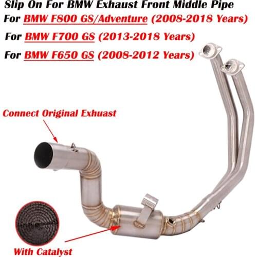 Motorcycle Exhaust Front Link Pipe With Catalyst Connect Original Muffler Slip On For BMW F650 F700 F800 GS Adventure 2008-2018