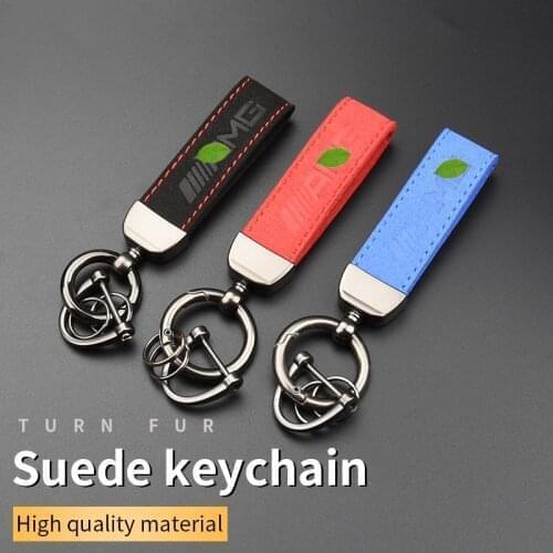 Suede Key Strap AMG Logo Key Ring for Mercedes Benz W124 W166 W176 W177 W202 W203 W204 W205 W210 W211 W212 Keychain
