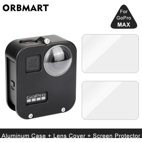 Aluminum Alloy Protective Case for GoPro MAX 360 Housing Metal Frame Cage + Lens Cover + Screen Protector for Go Pro Accessories