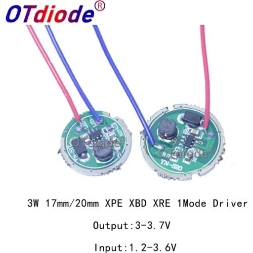 1PCS 3W LED driver 17/20mm DC3.7V 1 Mode LED Flashlight Driver for CREE XRE-Q5/XPE XP-E /XBD XB-D all kind of 3W LED Light Lamp