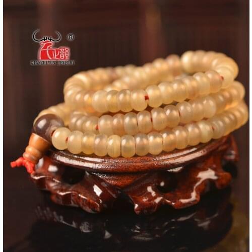 10PCS Natural yak horn separates smooth bead hand chain DIY jewelry accessories. Hole 1.5mm