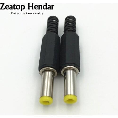 100Pcs 5.5mm x 2.1mm / 5.5mm X 2.5mmDC Power Male Plug Adapter Socket Jack Yellow Head Plastic Handle DIY Connector