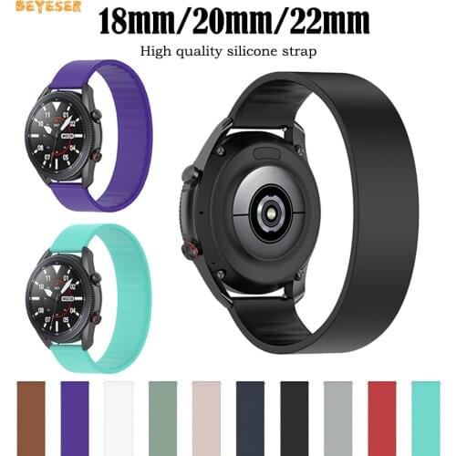 18/20/22mm Elastic Silicone Strap For Samsung Galaxy Watch 3 For Huawei Watch 3/3Pro/GT2 Pro Smartwatch Replacement Watchband