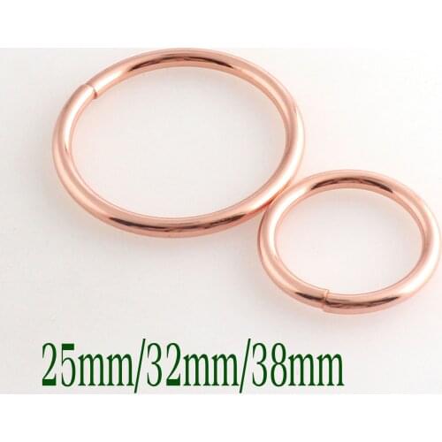 25mm/32mm/38mm 10 Pcs Rose Gold O Rings Buckles O-Ring Choker Belt Leather Belt Clasp Handbag Key Chains Webbing Strap Handbag