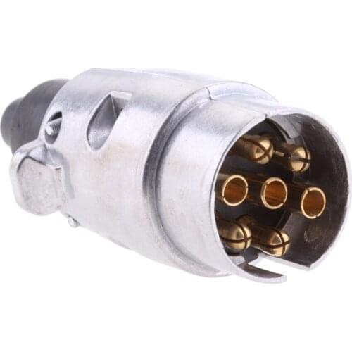 7 Pin EU Plug Socket Connector Adapter Towing Electrics 7 Pin To 7 Pin Aluminum Plug Male To Male For Car Trailer Caravan RV