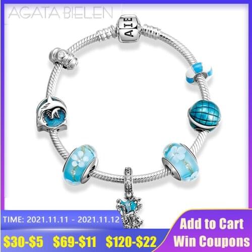 925 Sterling Silver Ocean World Finished product Bracelets with glass beads Bracelets for Women fashion Jewelry