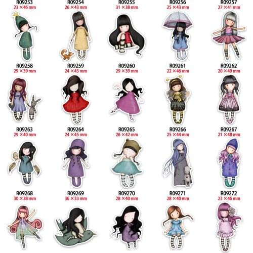 Acrylic Cartoon Little Girl Pattern Printed Planar Resins DIY Craft For Home Decoration Accessories 30pcs