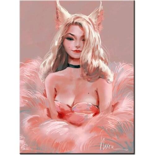 Diy Diamond Embroidery Fox Anime Girl Full Square Round Rhinestone 5d Diamond Painting Cross Stitch,3D Art Mosaic Decor I92