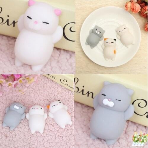 Healing Fun Kawaii Kids Adult Toy Mochi Cute Squishy Stress Reliever For Phone Case Straps Cat Squeeze