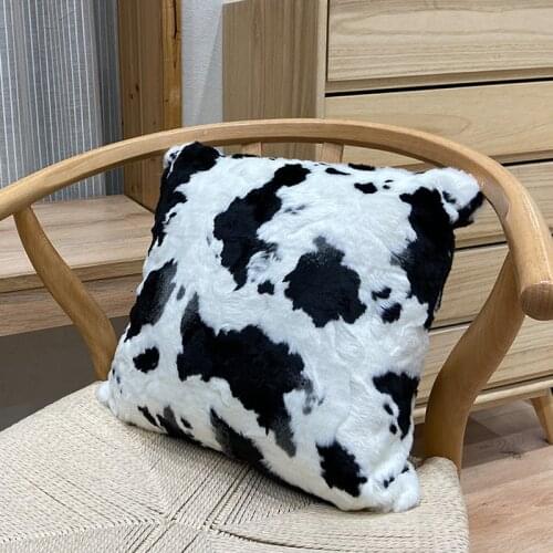 Black and white Cow long plush Fluff Pillow Cover Home Decorative Sofa car bed Throw Pillows Cushion Cover Polyester Pillow case
