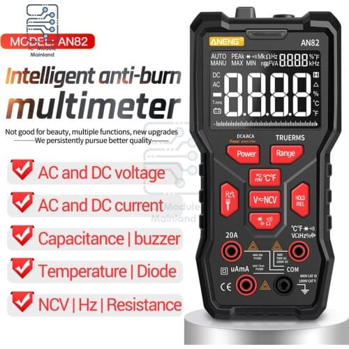 AN82 PRO Digital Multimeter Professional 9999 DIY Transistor Capacitor NCV Testers True RMS Analog meter Multimetro