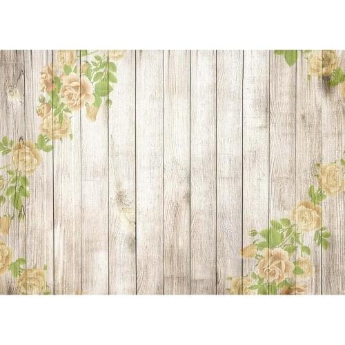 Photo Backdrops Wooden Plank Printing Flowers Vinyl Cloth Studio Background for Children Baby Toy Photography Props Photoshoot