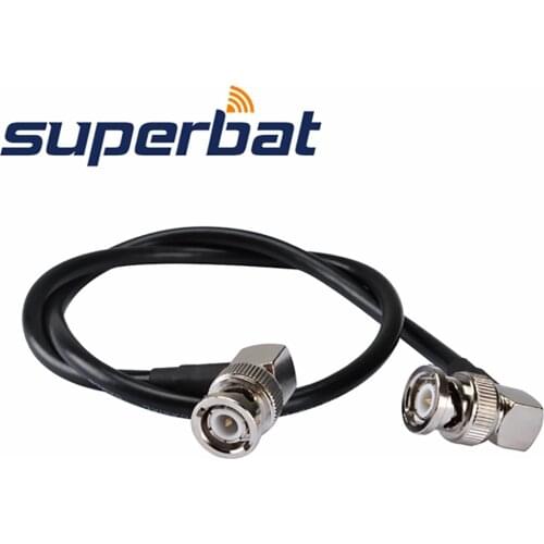 Superbat BNC Male Plug Right Angle to BNC Plug Male Right Angle Pigtail Cable RG58 50cm for Wireles