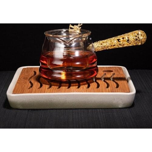 450ml Heat Resistant Glass Filter Teapot With Filter Tea Pots Golden Dragon Handle Kettles Tea Set Teaware Bottles