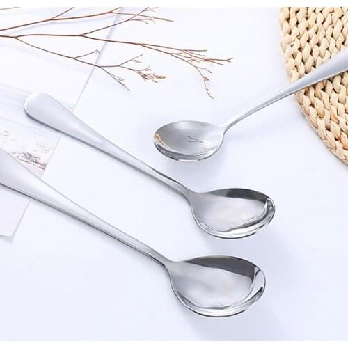 Kitchen Long Handle Stainless Steel Ice Cream Dessert Coffee Tea Spoon Tableware