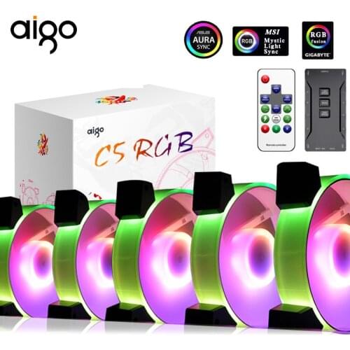 Aigo PC Fan 120mm Rgb Fan Cooling Cooler Fan Argb Mute Adjust Speed Aura Sync For Rgb CPU Cooler Cooling For Rgb Computer Fans