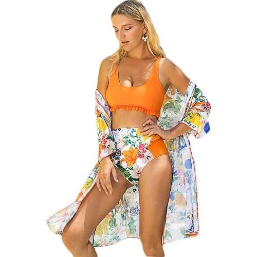 Original Design High-Waist Lace Bikini Sexy Print Hot Sale Split Expansion Tight Swimsuit Fashion for Women Gifts