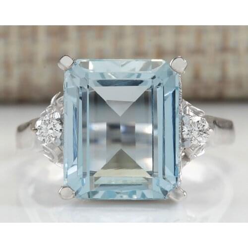 Fashion Women Jewelry Princess Cut Light Blue Zircon Bridal Rings for Wedding Engagement Set Gifts