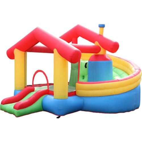 Outdoor Jump Bouncy Castle Inflatable Bouncer Home Curved Straight Slide Castle House for Kids Playground Trampoline Game